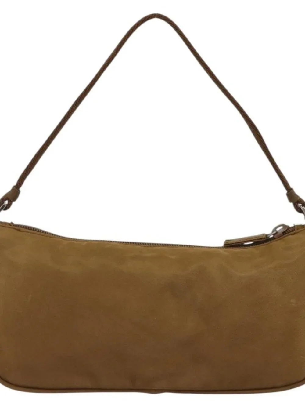 PRADA Accessory Pouch Nylon Brown Silver Auth 189617